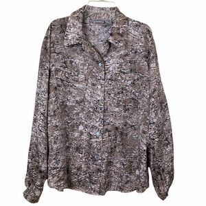 Chico’s Silk Beige Black Snake Print Blouse Medium